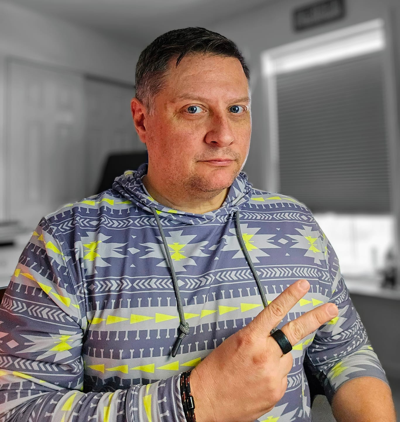 Customer photo review of Aztec Gray – Performance Hoodie
