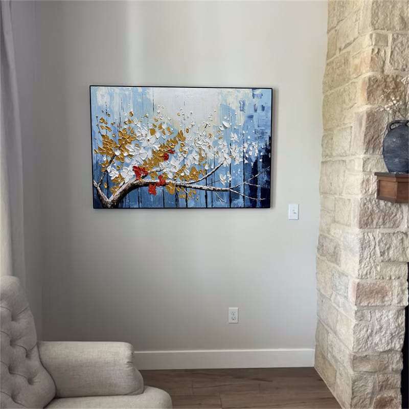 Customer photo review of Colorful Flower And Tree Textured Painting Canvas #FT003