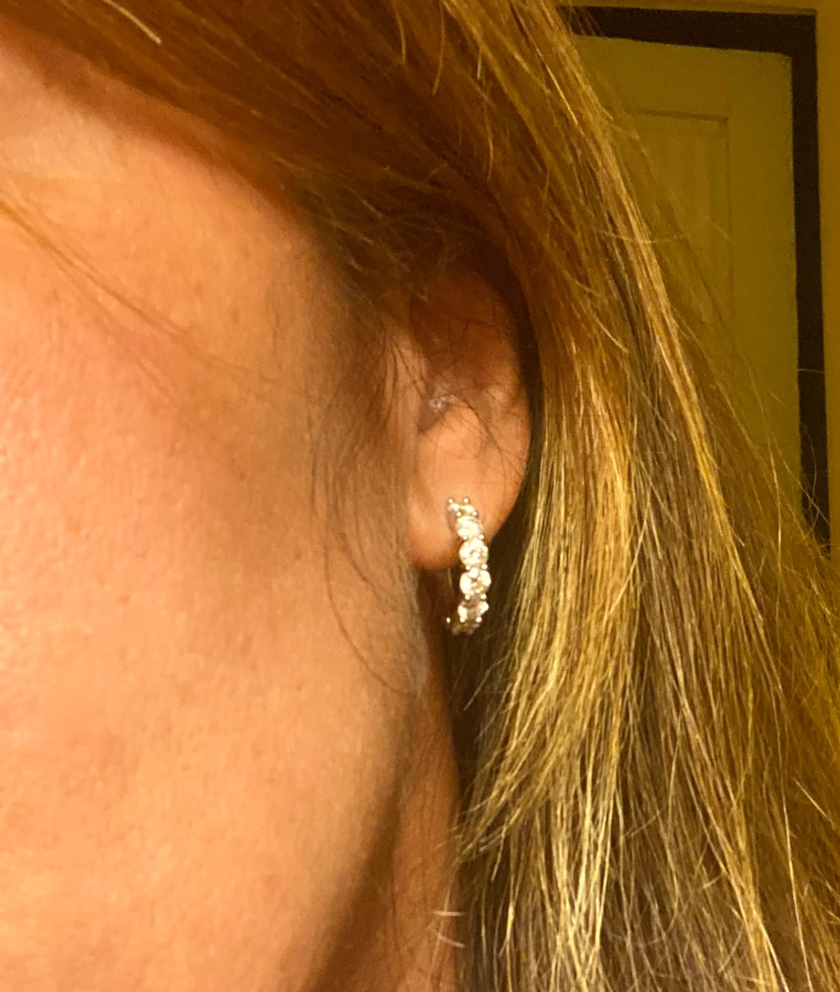 Customer photo review of MOISSANITE ETERNITY EARRINGS. - WHITE GOLD