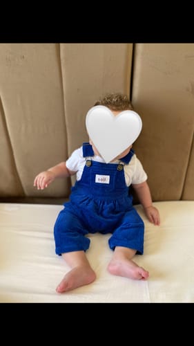 Customer photo review of Corduroy Short Overalls - Sage