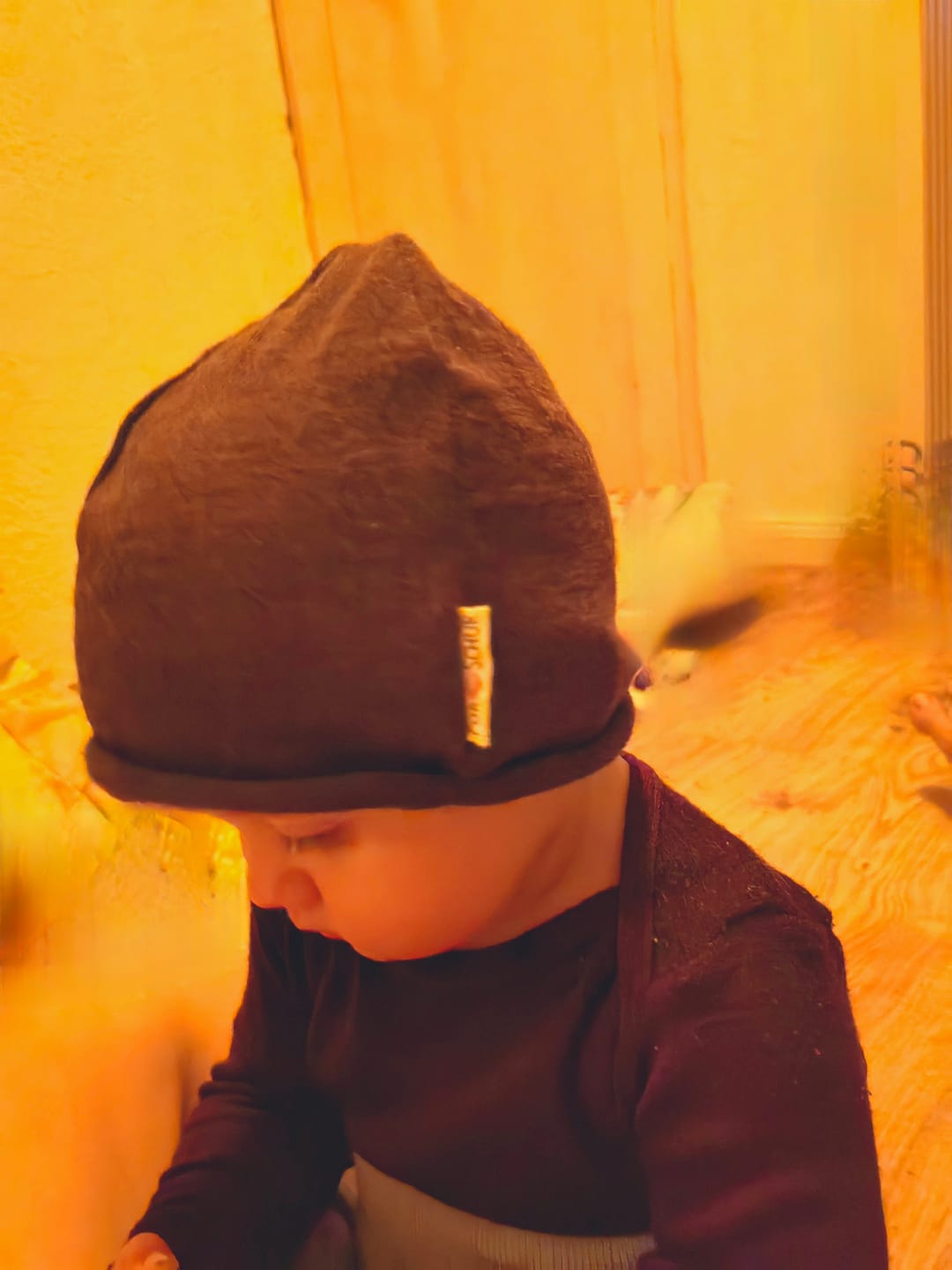 Customer photo review of Upcycling Merino Beanie Weintraube