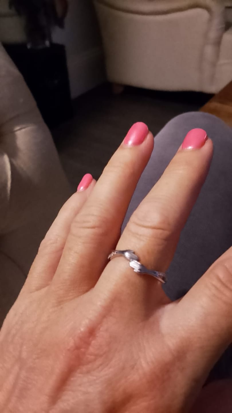 Customer photo review of Sterling Silver Adjustable Hug Ring