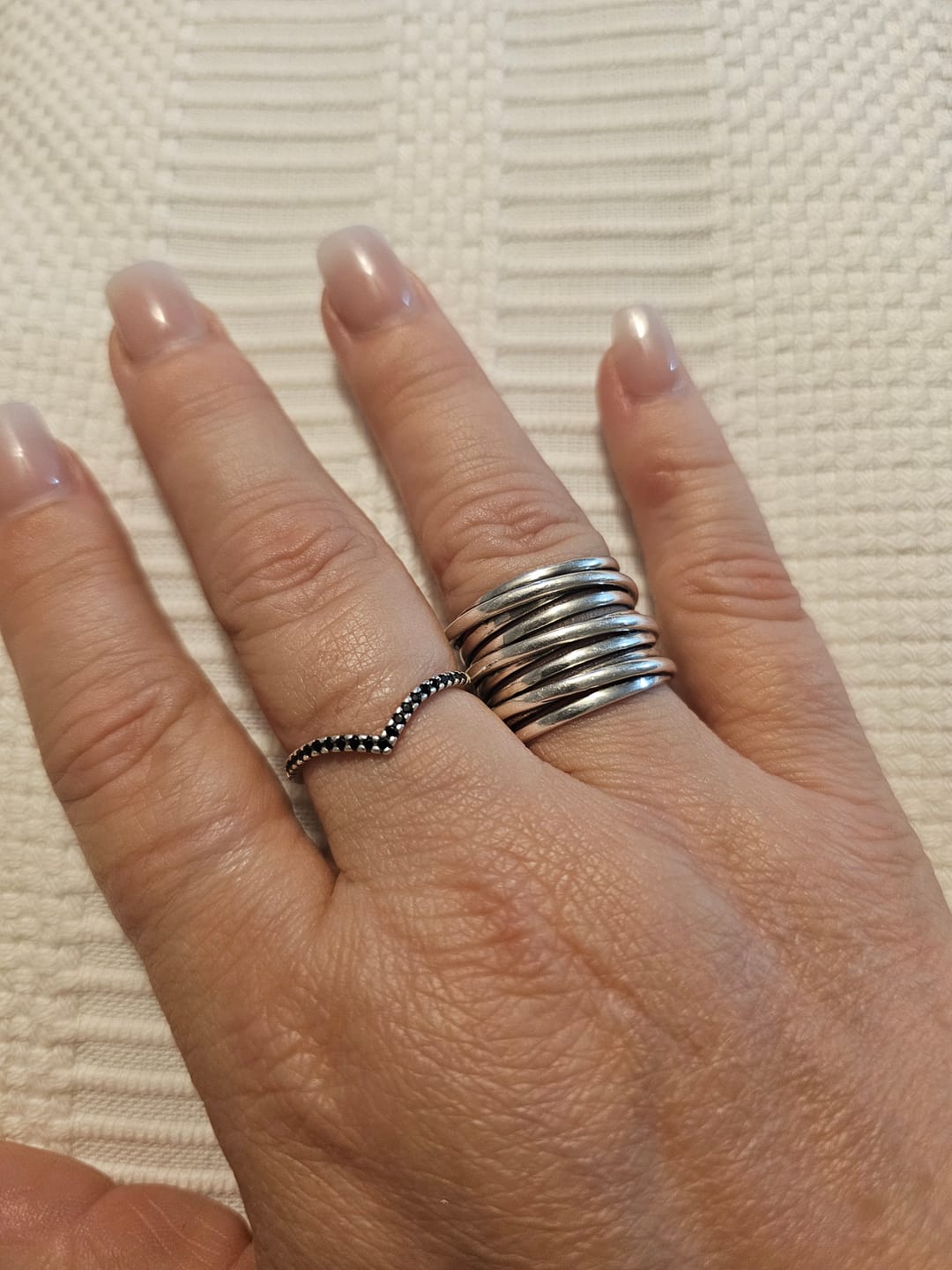 Customer photo review of Chunky Wrap Wide Band Ring Sterling Silver