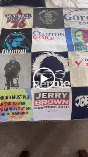 T-shirt quilt with politics, activism themes by Susan from CA