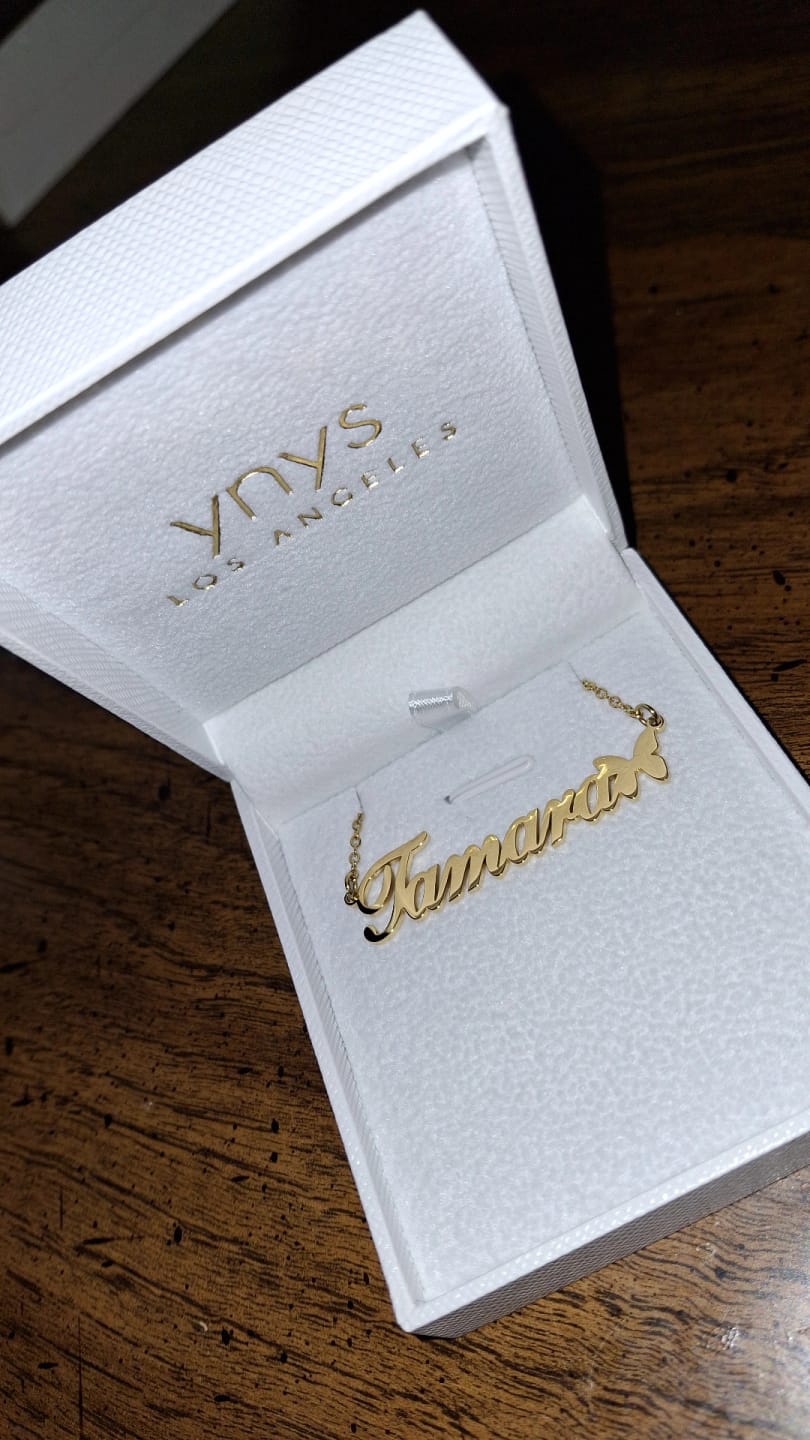 Customer photo review of Butterfly Name Necklace