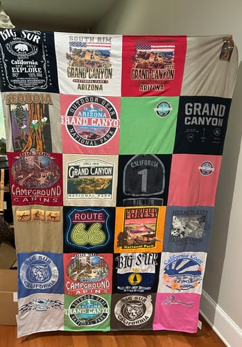 T-shirt quilt with travel, national parks themes by Shannon from AL