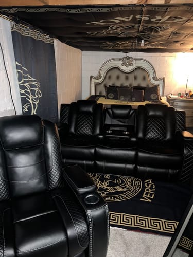 Customer photo review of Luxury Gold logo Versace living room carpet and rug