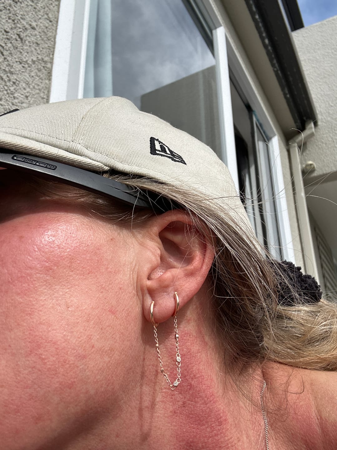Customer photo review of Dangling Sapphire Hoop Earrings