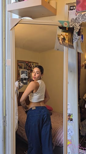 Customer photo review of Pants Cargo Cintas Blue