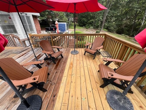 Customer photo review of King-Size Folding Adirondack Chairs Set of 4 - Exclusive Woodgrain