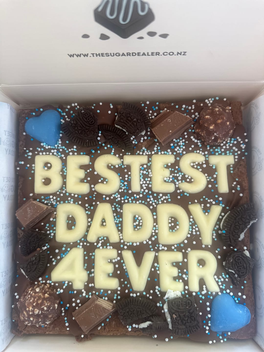 Customer photo review of Custom message fathers day brownie