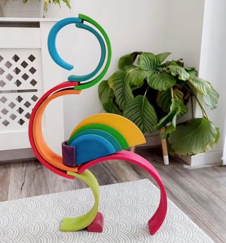 Customer photo review of Prism Play 11-Piece Wooden Rainbow Semicircle Set