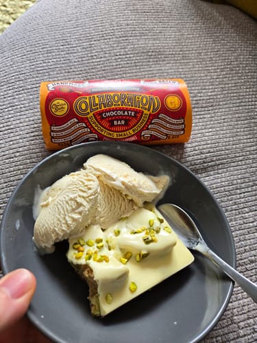 Customer photo review of The Cookie Champions X Chocolate Smiths Pistachio and Kinder Cookie chocolate bar 250g