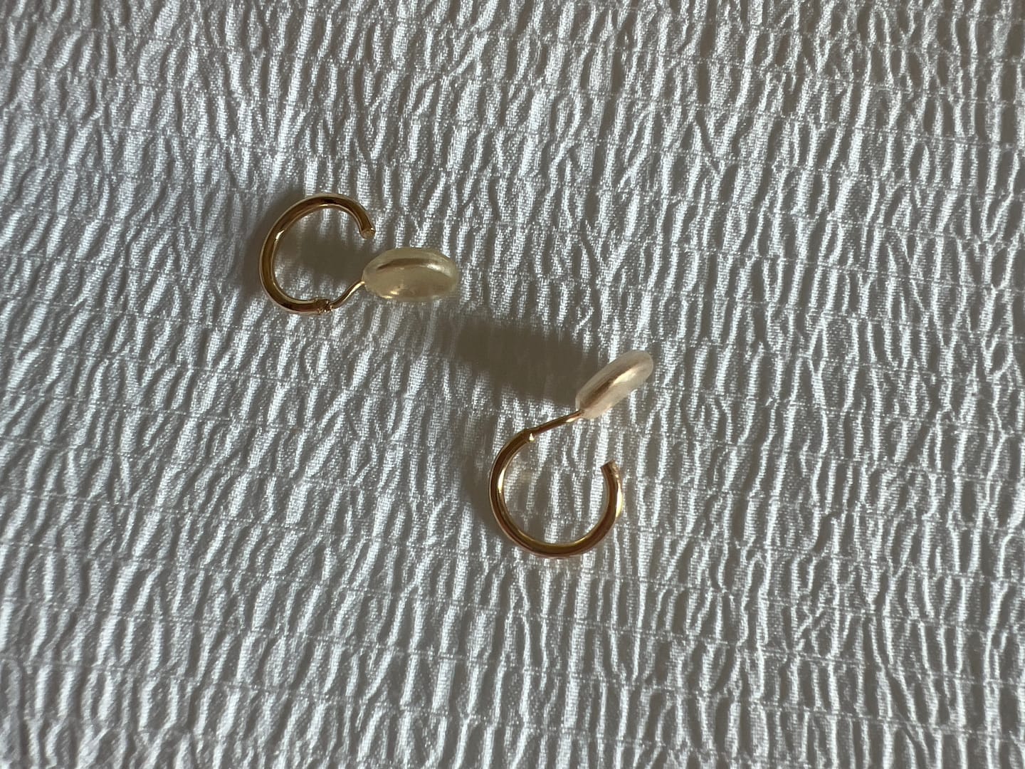 Customer photo review of Tiny Hoop Clip On Earrings in Gold