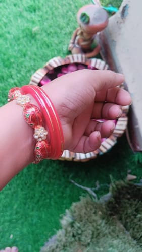 Customer photo review of “22k Hallmark Red Divya Shringar Bangle” (2 pis)