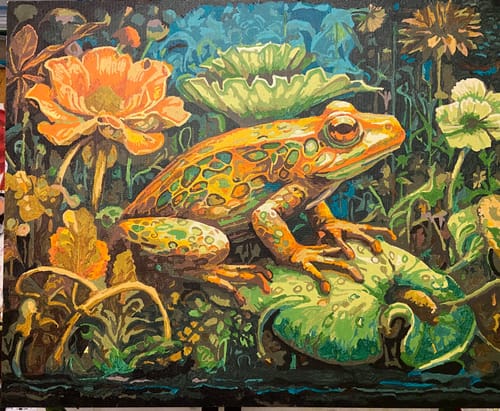Customer photo review of Green Tree Frog Painting by Numbers