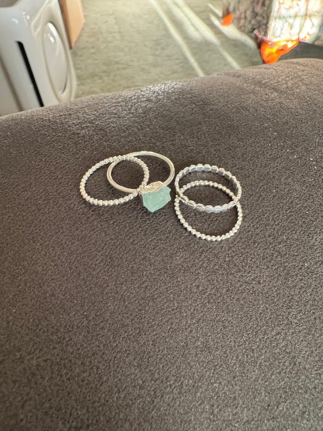 Customer photo review of Aquamarine Stacking Ring Set Sterling Silver