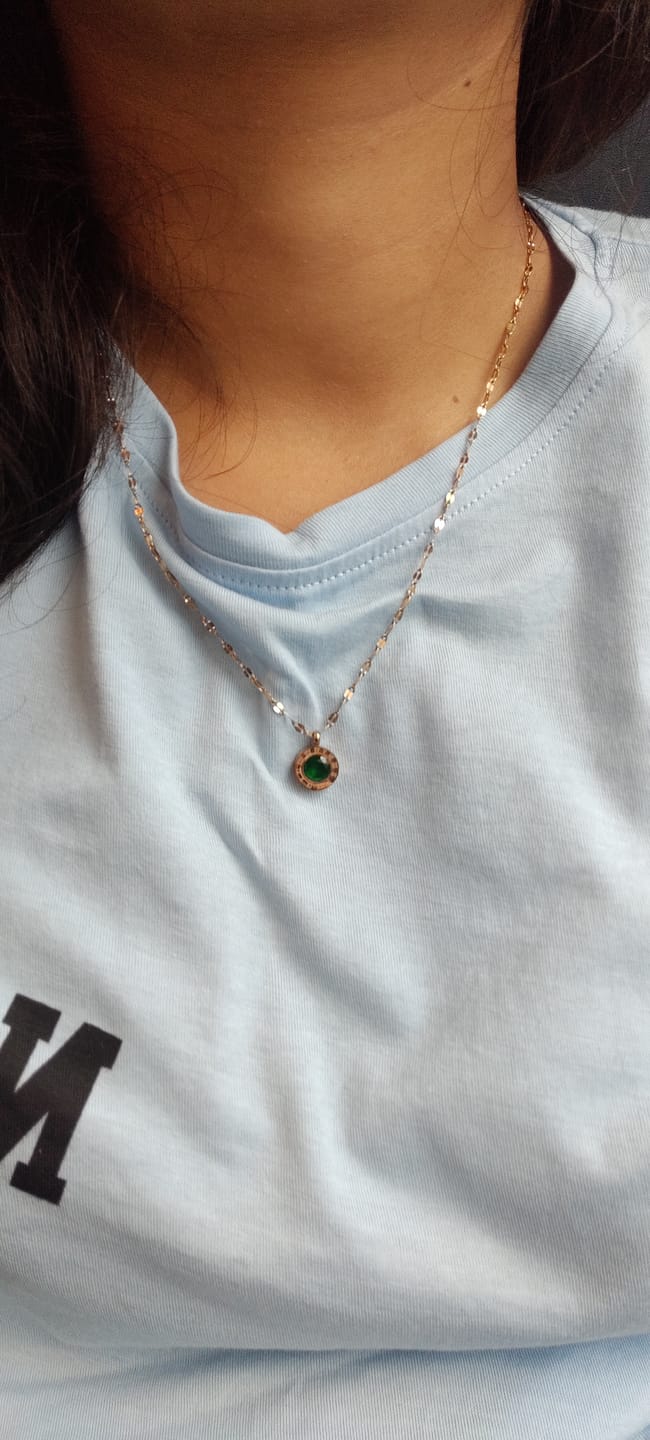 Customer photo review of Green Crystal Athena Necklace