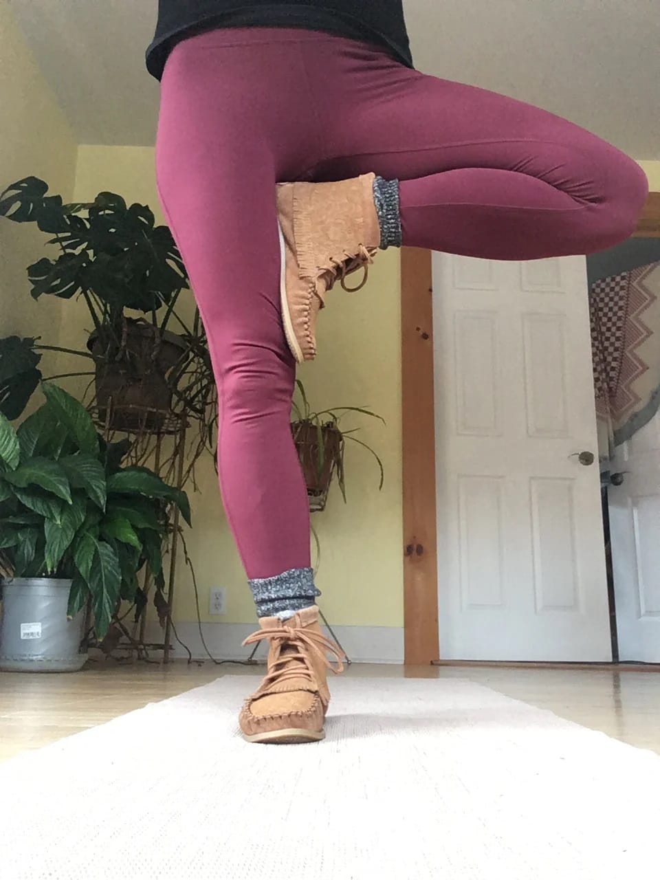 Customer photo review of Women's Floral Embossed Suede Moccasin Boots