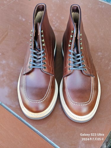 Customer photo review of Indiana Jones MocToe Boot - luosjiet®boots - Brown Grain Cowhide