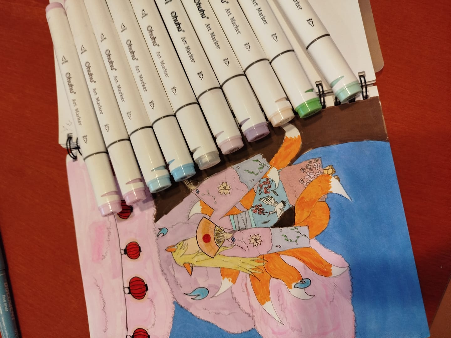 Customer photo review of Ohuhu Oahu 48 Pastel Colors Dual Tips Alcohol Art Markers, Fine & Chisel