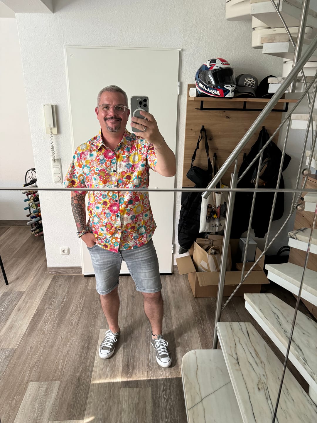 Customer photo review of Herren Baumwolle Hemd Vintage-Stil mit Blumenmuster