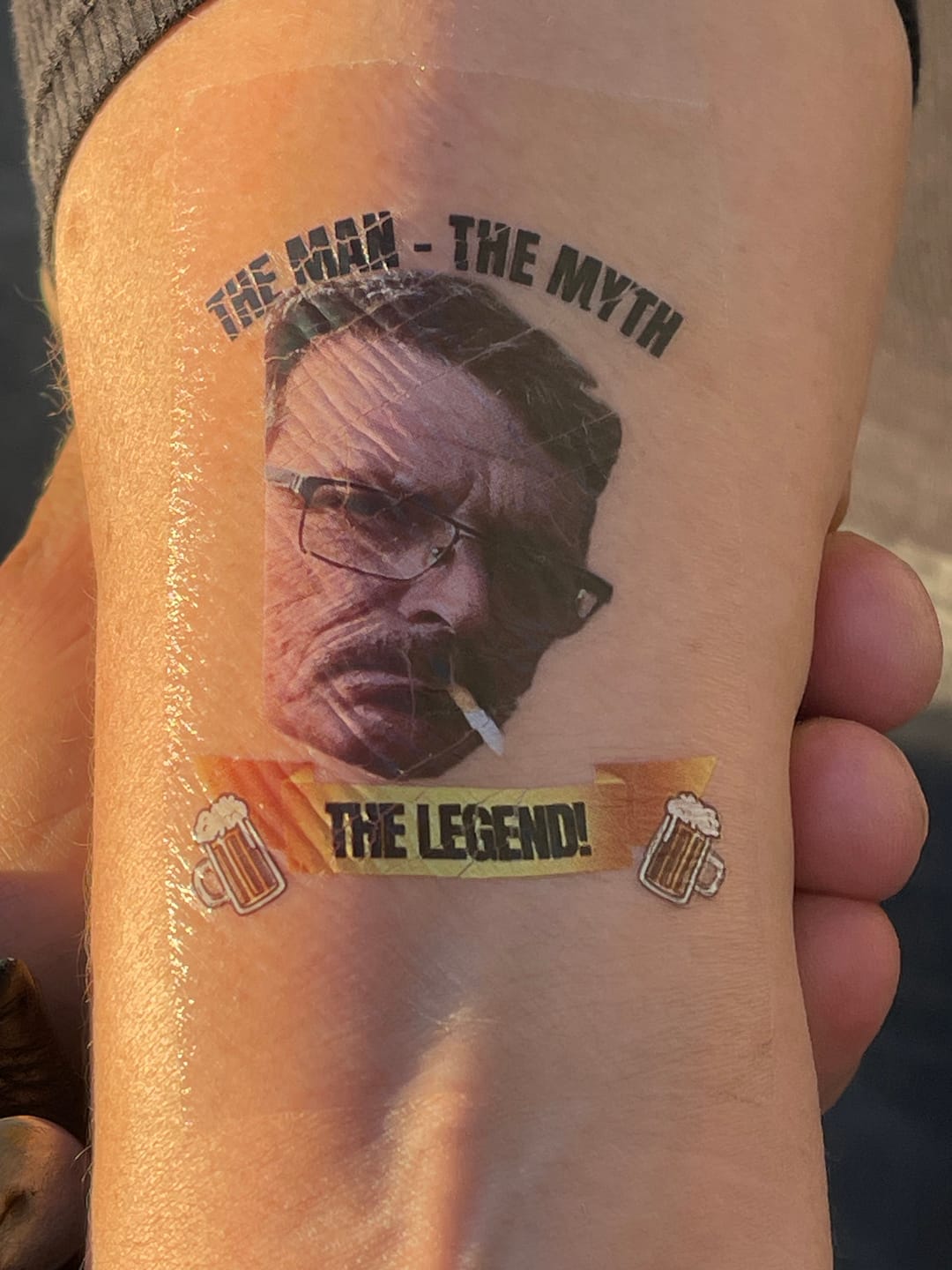 Customer photo review of The Man The Myth The Legend Ribbon Custom Tattoo
