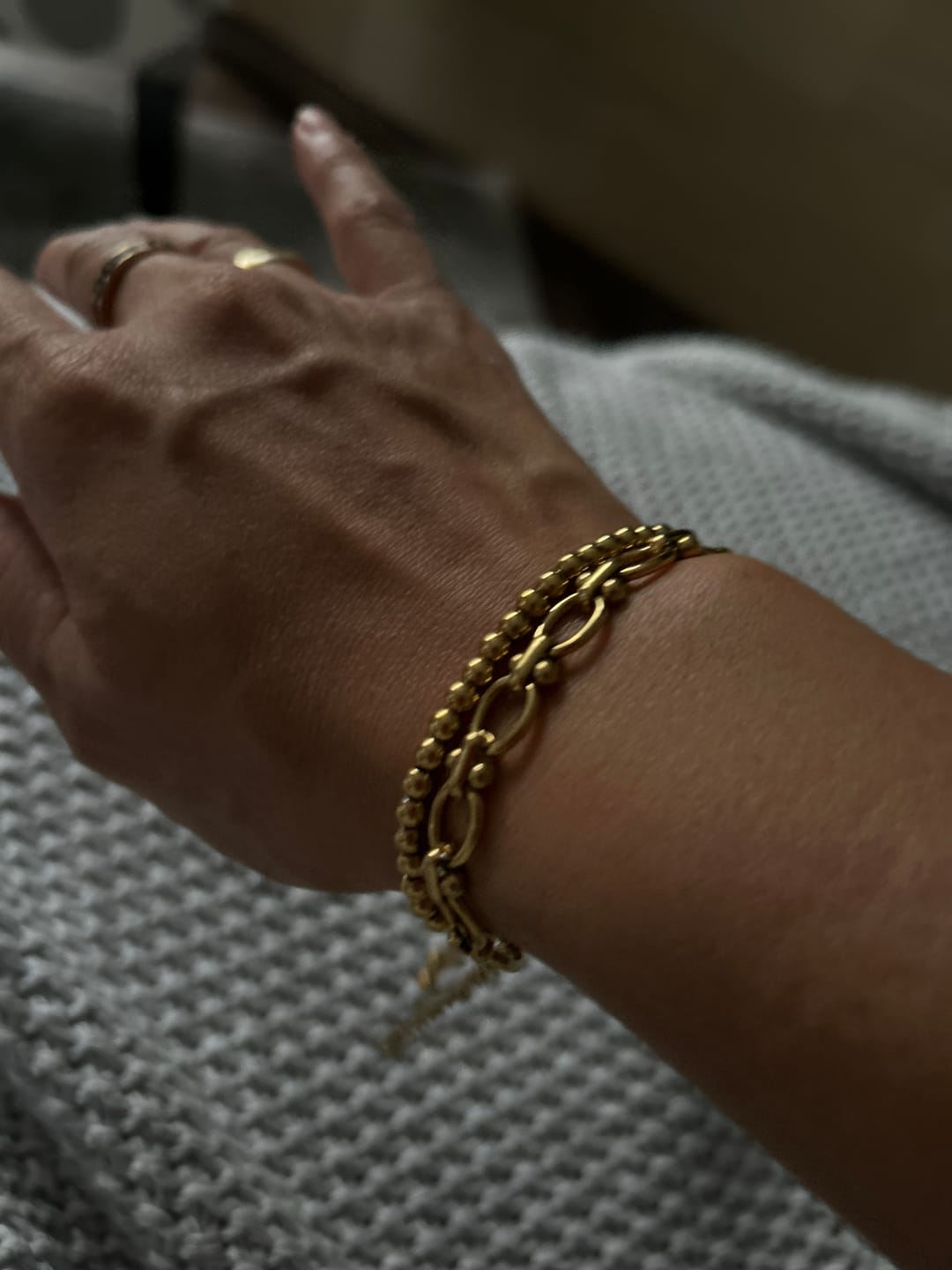 Customer photo review of Niloya Beaded Gold Bracelet
