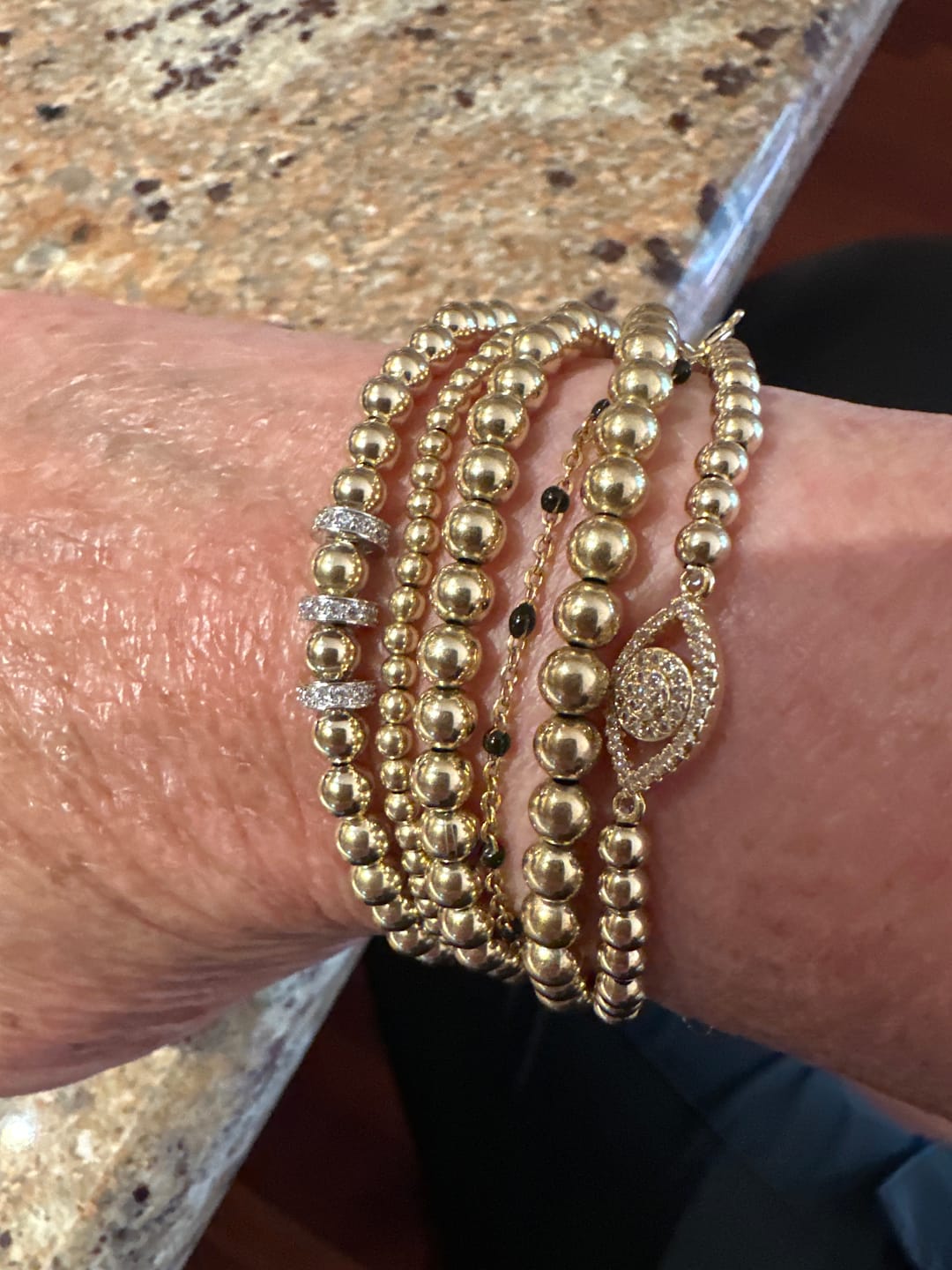 Customer photo review of Pave Evil Eye Beaded Bracelet