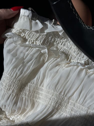 Customer photo review of Sabrina Vintage Ruched Maxi Bodycon Dress