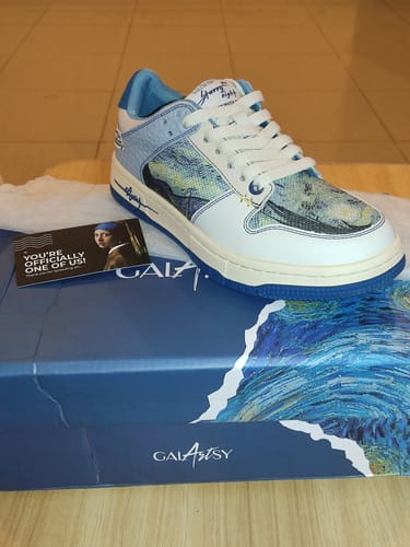 Customer photo review of Van Gogh Starry Night inspired sneakers