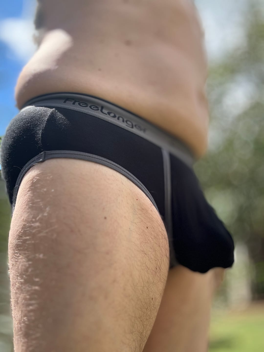 Customer photo review of FreeLonger Men's Microfiber Covered Silky Touch Briefs