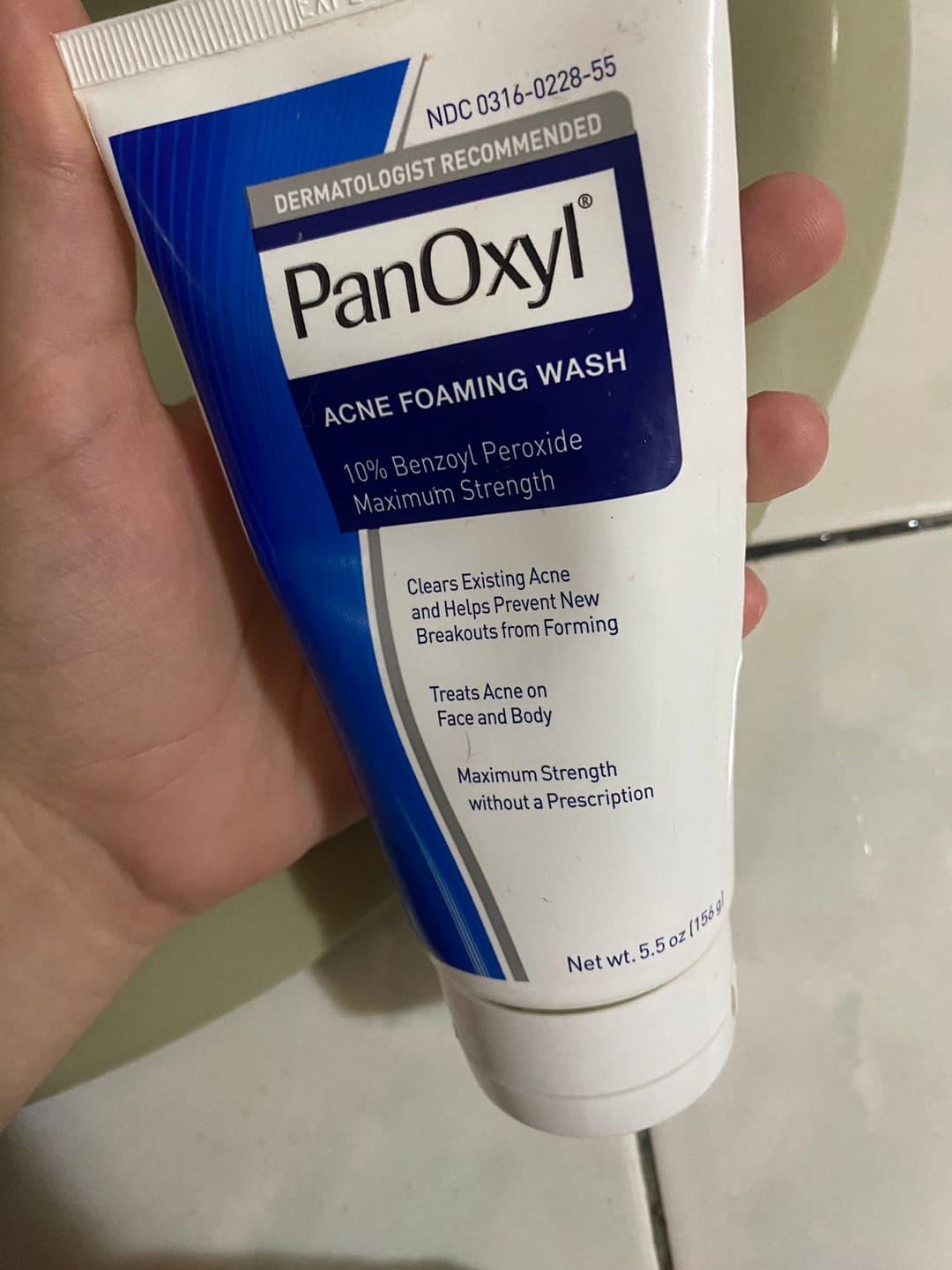Customer photo review of PanOxyl Maximum Strength Antimicrobial Acne Foaming Wash for Face