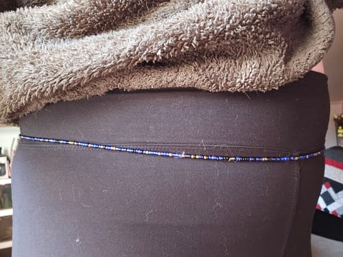 Customer photo review of Extended Length 60 Inch Sierra Blue and Bronze Waist Beads