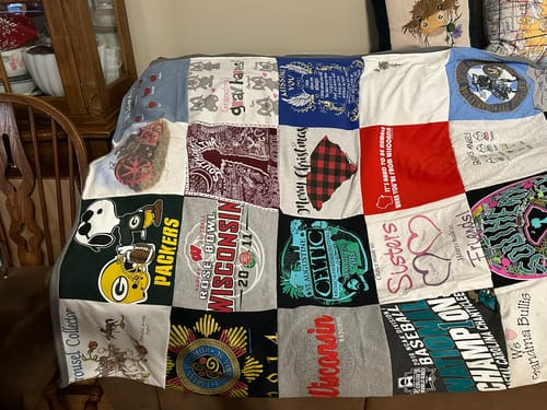 T-shirt quilt with sports, family themes by Christi from SC