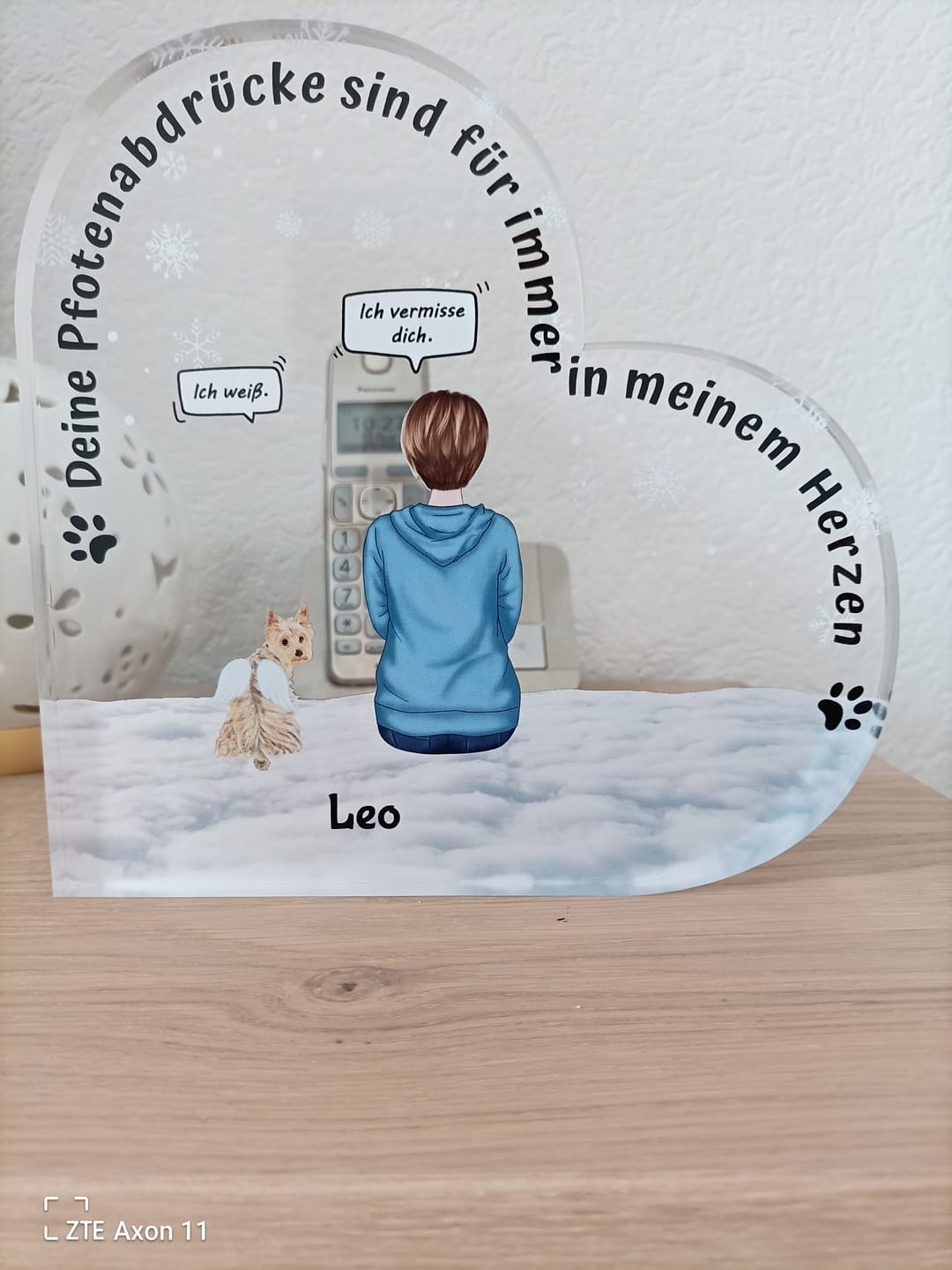 Customer photo review of Pfotenabdrücke im Herzen - Individuelles Glasherz