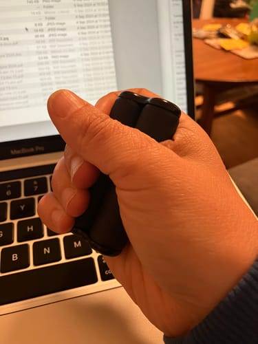 Customer photo review of 145 gram Mini Hand Roller in black carry case -  textured & smooth options