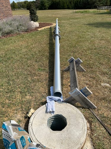 Customer photo review of 25 ft. Commercial Aluminum Flagpole with External Rope Halyard rated at 120+ mph