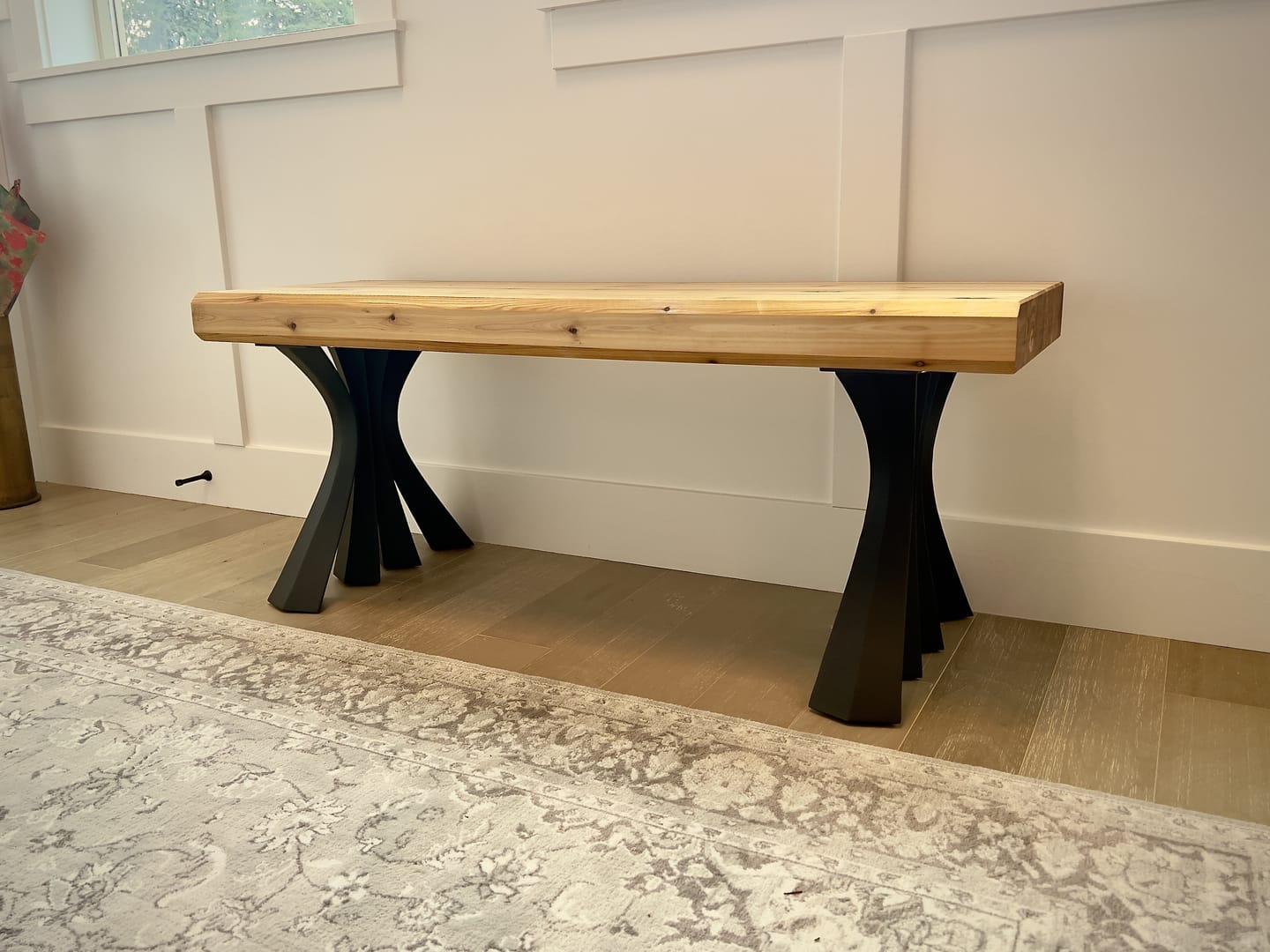 Customer photo review of Bench Legs 126 Akro 16H for Live Edge Table Top