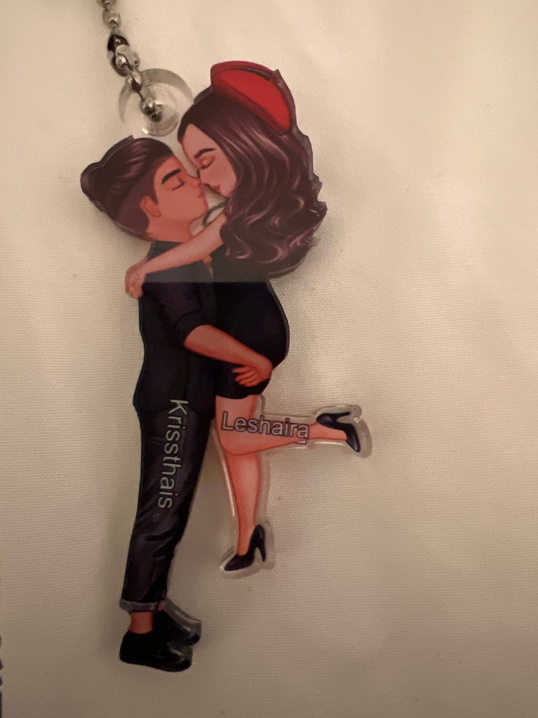 Customer photo review of Doll Couple Kissing Hugging  Personalized Ornament
