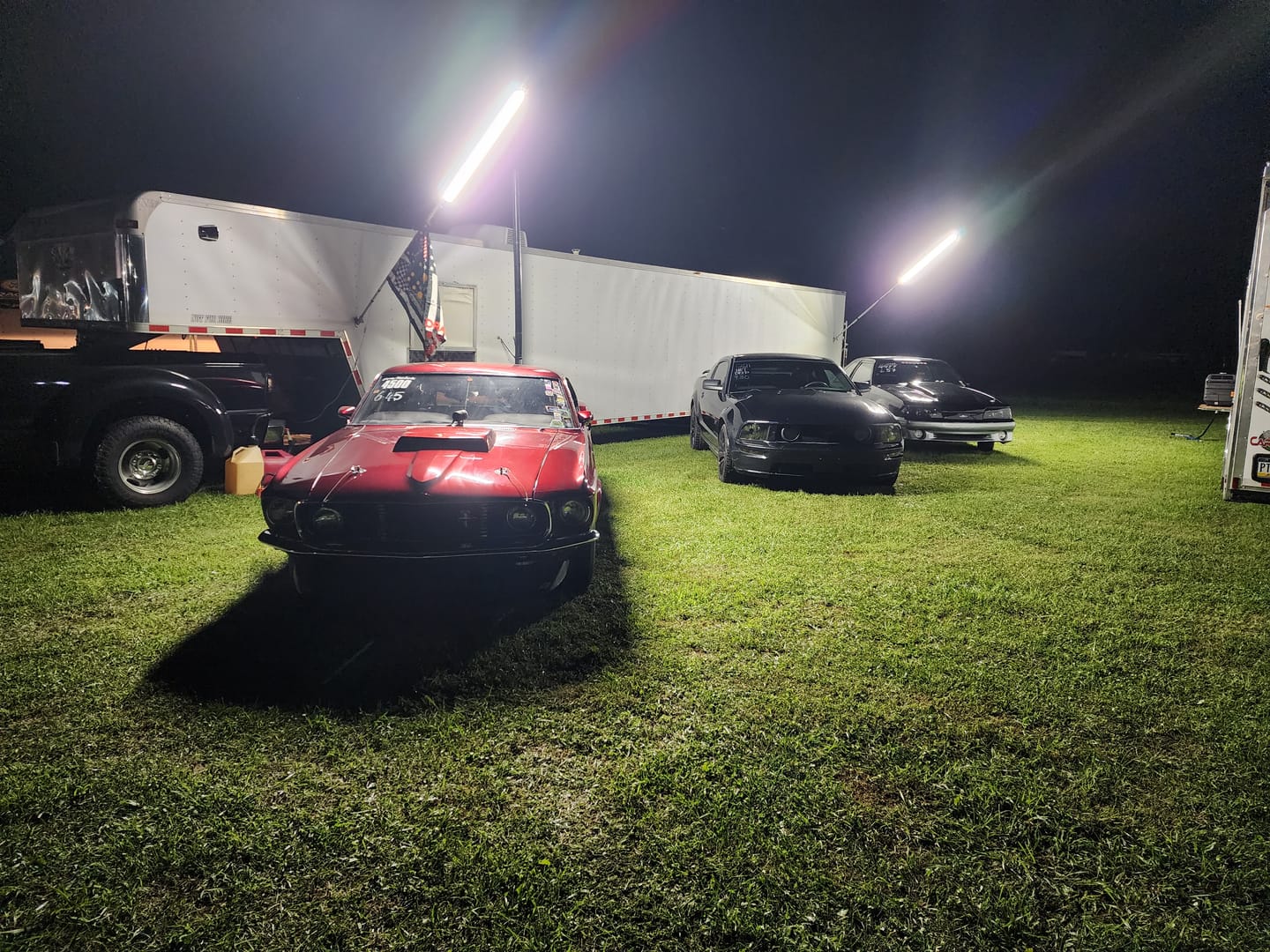 Customer photo review of Racing Trailer Pit Lights – Dual 10 Foot Pole 20,000 Lumens