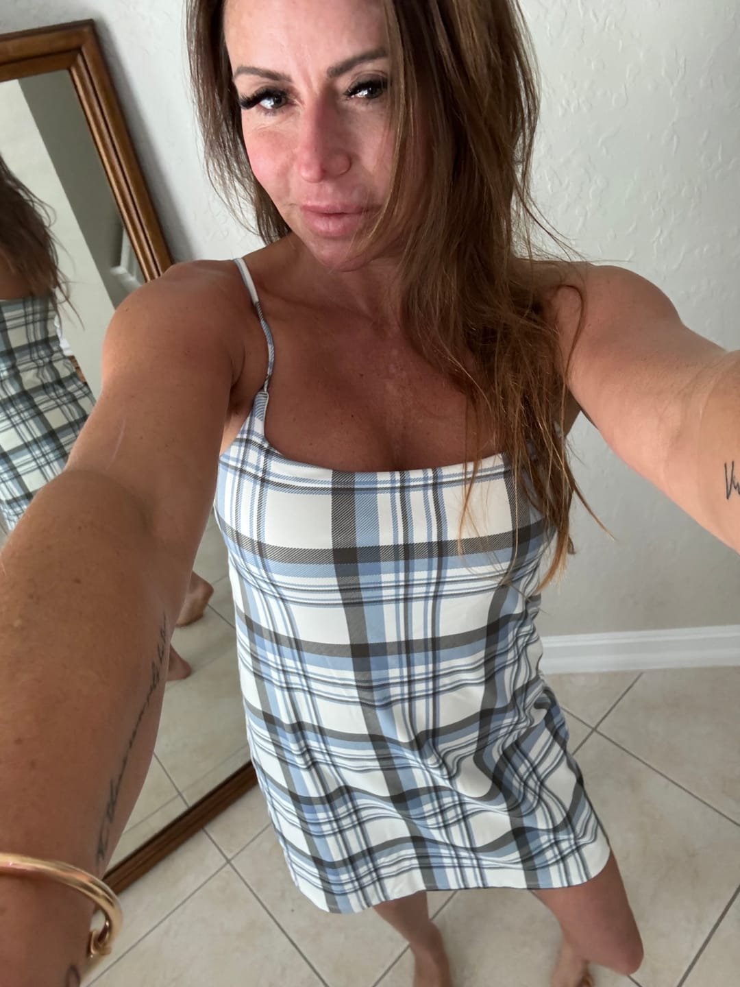 Customer photo review of Doubles Plaid Dress
