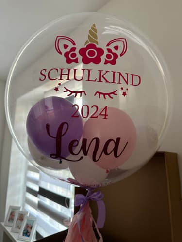 Customer photo review of Unicorn Einschulung Designer Ballon