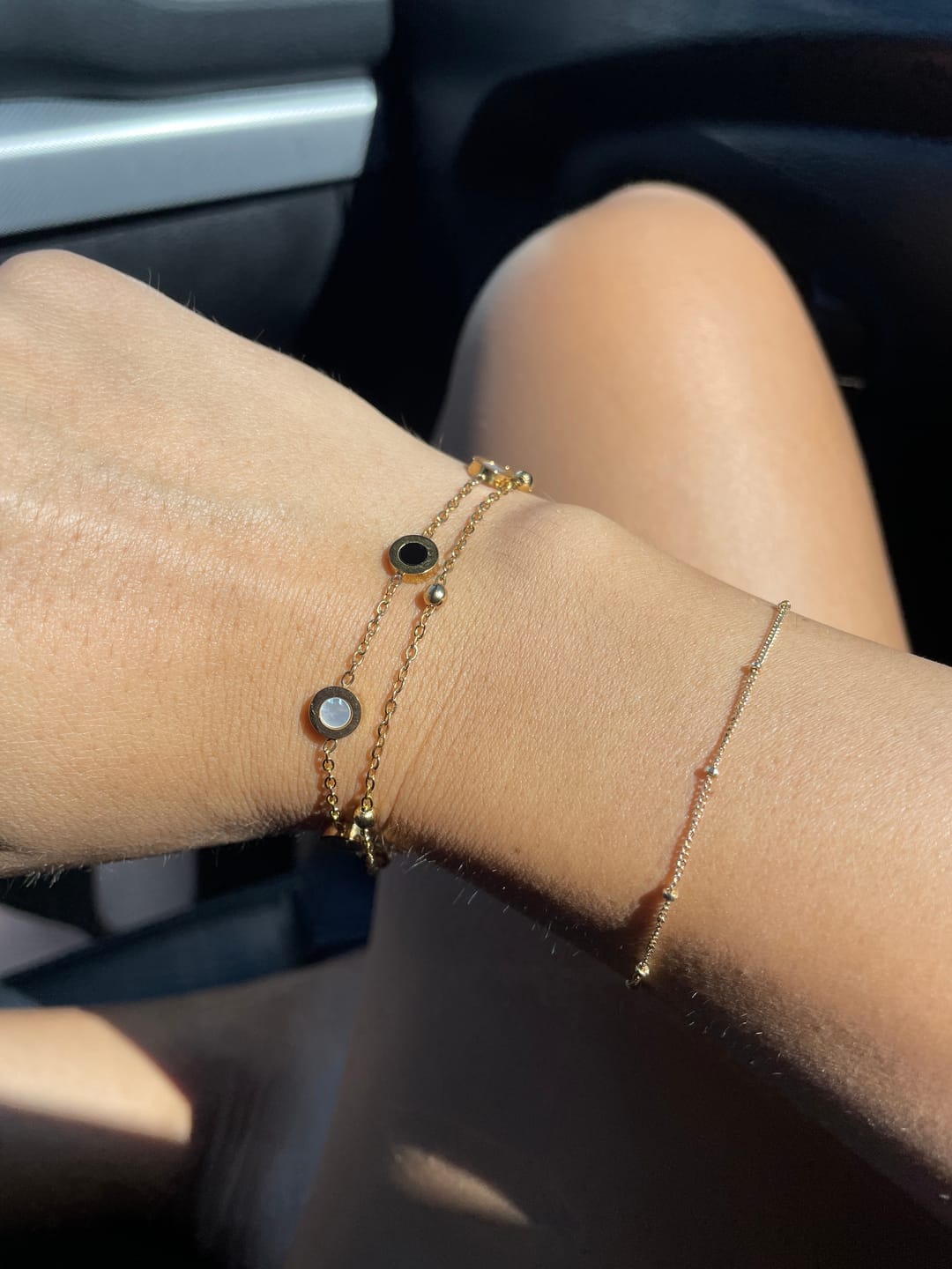 Customer photo review of Onyx & White Stone Bracelet