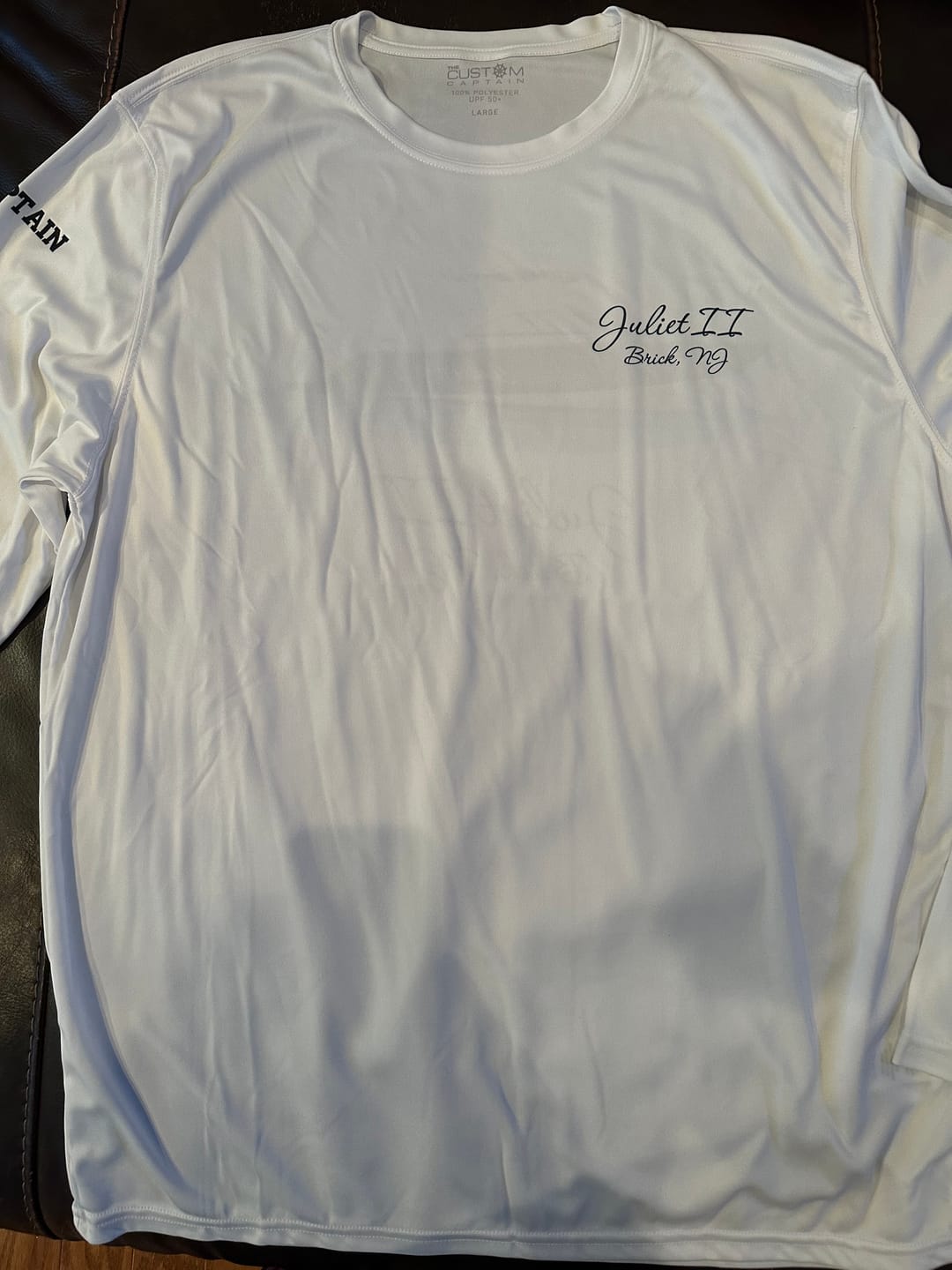 Customer photo review of Mens Captain & Crew Drifit Custom Boat Shirts - Long Sleeves
