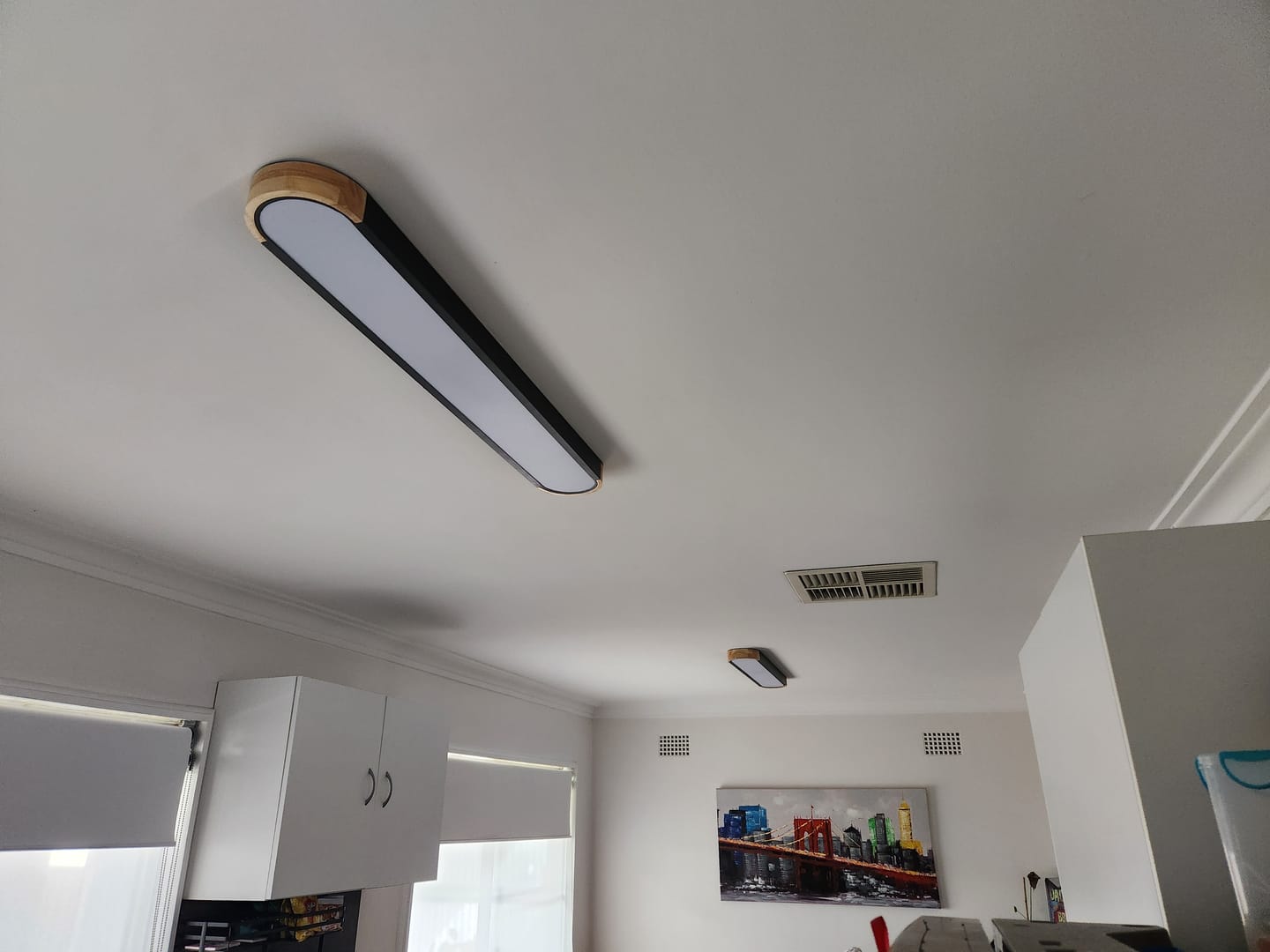 Customer photo review of Oval Led Flush Mount With Wood Accent