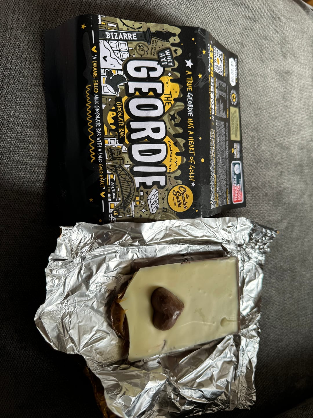 Customer photo review of The Geordie Bar double chocolate and caramel filled bar 145g