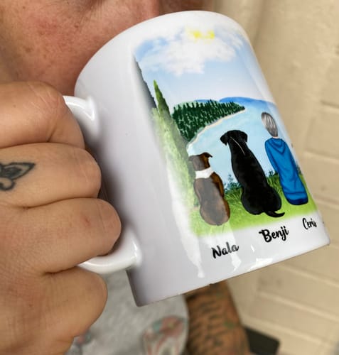 Customer photo review of Girl & Dogs - Life is better with a dog Personalised Mug