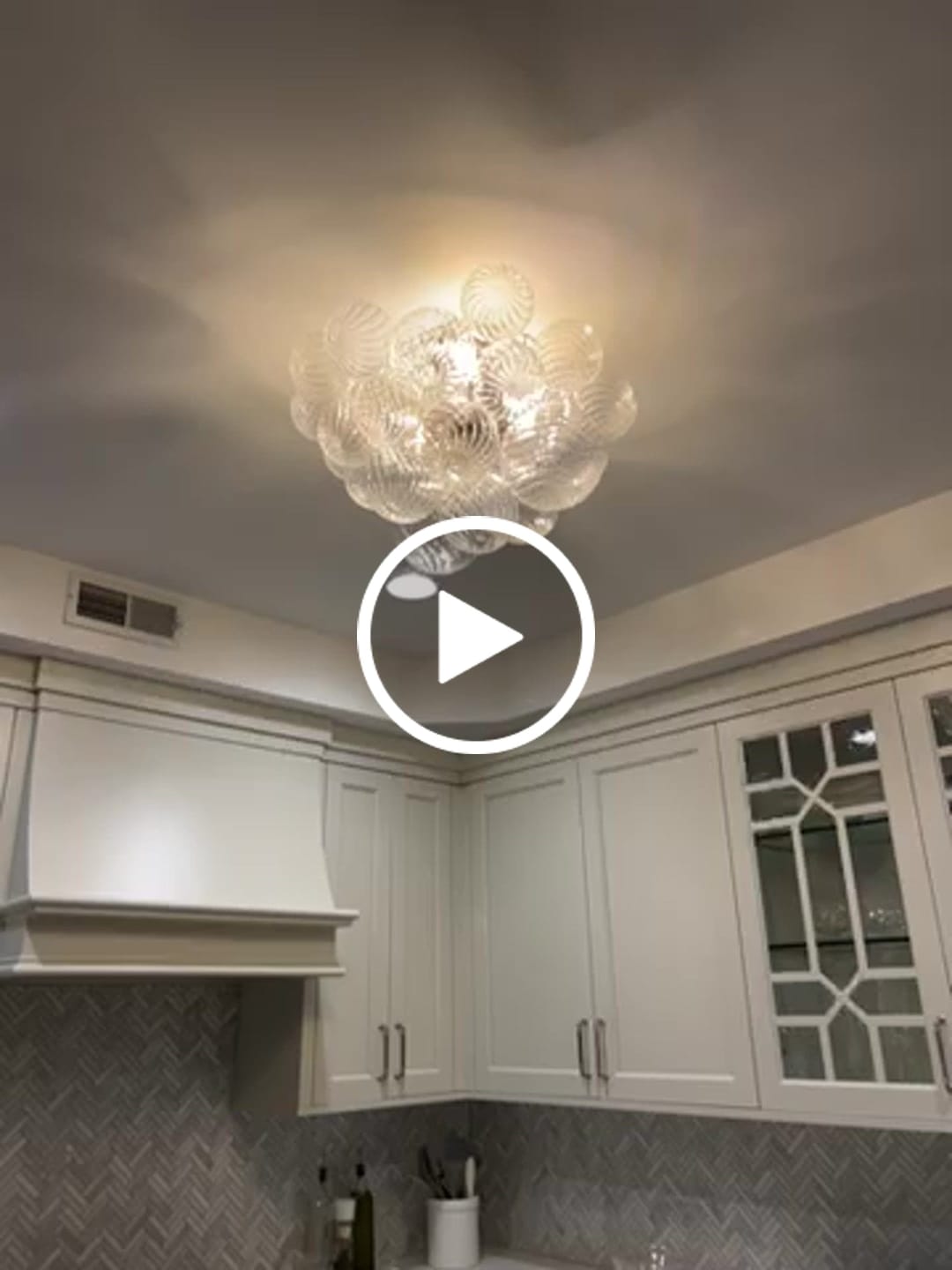 Customer video review of 3-Light Cluster Ribbed Glass Bubble Semi Flush Chandelier