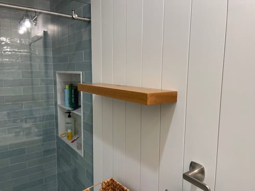 Customer photo review of White Oak Floating Shelves